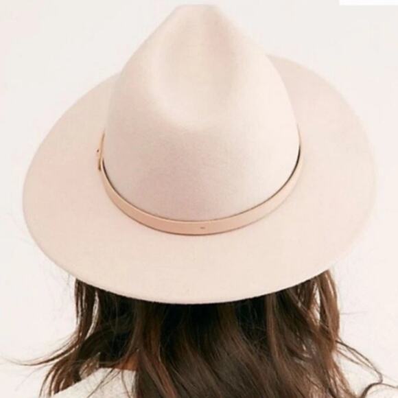 Free People Light Sand Wythe Leather Band Felt Hat Sz O/S NWT main image 8